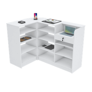 BALCÃO EM L 97CM ALTURA COM CAIXA TAMPO RETO M350.B MUNDI MOVEIS