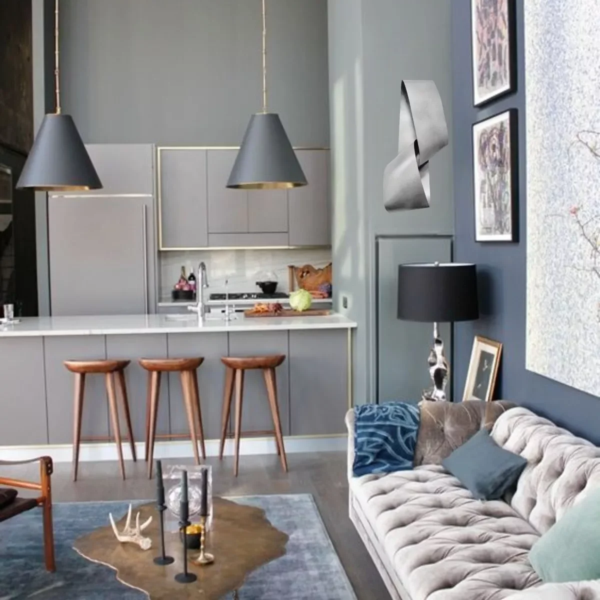 Ver imagem 3 de Decoração Escultura de Parede de Metal Exclusivo no Brasil Home Decor Prata Velho