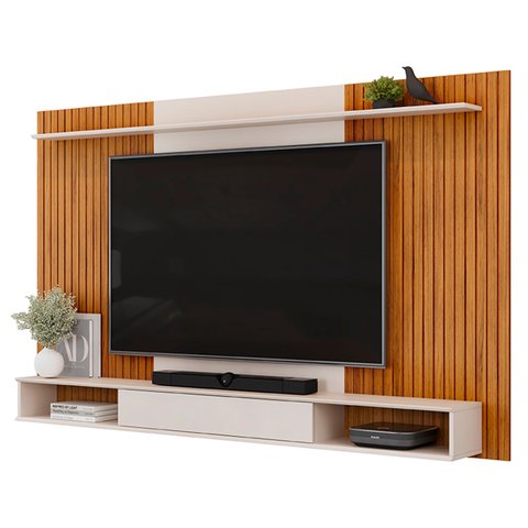 Painel Tv 70 Pol 215cm Bancada Suspensa Ethan D04 Freijó/off - Mpozenato