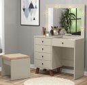 Ver imagem 1 de Penteadeira Camarim 05 Gavetas Mel Off White com Banqueta - Patrimar