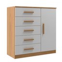 Ver imagem 2 de Cômoda New Monaco 1 Porta 5 Gavetas Cinamomo/branco - Evidencia Móveis