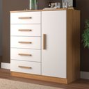 Ver imagem 1 de Cômoda New Monaco 1 Porta 5 Gavetas Cinamomo/branco - Evidencia Móveis