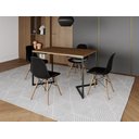 Ver imagem 1 de Mesa Industrial Base Ferro Preto em V Tampo 137x90 Amêndoa 4 Cadeiras Eames Madeira Assento Preto
