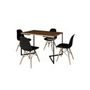 Ver imagem 2 de Mesa Industrial Base Ferro Preto em V Tampo 137x90 Amêndoa 4 Cadeiras Eames Madeira Assento Preto