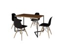 Ver imagem 2 de Mesa Industrial Base Ferro Preto em V Tampo 137x90 Amêndoa 4 Cadeiras Eames Madeira Assento Preto