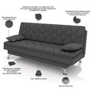 Ver imagem 4 de Sofá Cama para Sala de Estar Quarto 193cm Lia M03 Linho Chumbo - Lyam Decor