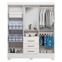 Ver imagem 3 de Guarda Roupa Solteiro Paris 2045150 e Armário Multiuso Florença 2000199 Branco - Aramóveis