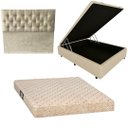 Ver imagem 1 de Cama Box Baú Blindada com Colchão de Espuma Toulon D33 + Cabeceira Botonê - Casal - Corino Bege