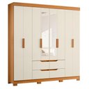 Ver imagem 5 de Guarda Roupa Casal com Cômoda Doble 8 Portas de Bater 12 Gavetas MDP Cinamomo Off White Albatroz