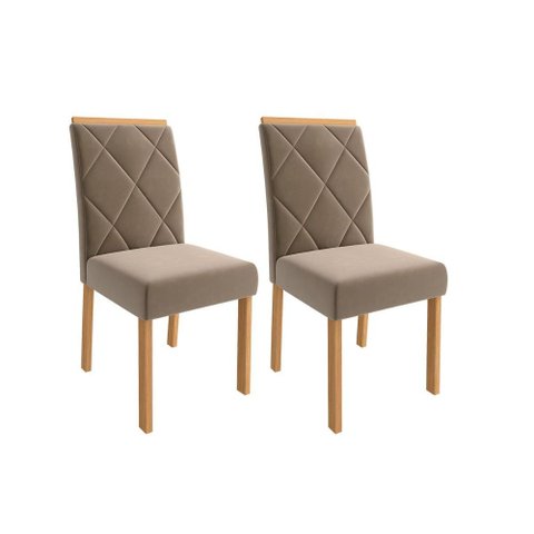 Cadeira Sala de Jantar Fernanda Wood Kit 2 Un Madeirado/suede Joli Capuccino - Cimol
