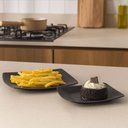 Ver imagem 6 de Kit 2 Pratos Plásticos 22,5 e 18,5cm Pretos Quadrados Cozinha Servir Petiscos