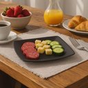 Ver imagem 7 de Kit 2 Pratos Plásticos 22,5 e 18,5cm Pretos Quadrados Cozinha Servir Petiscos