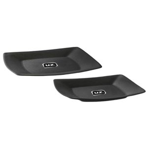 Kit 2 Pratos Plásticos 22,5 e 18,5cm Pretos Quadrados Cozinha Servir Petiscos