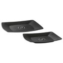 Ver imagem 1 de Kit 2 Pratos Plásticos 22,5 e 18,5cm Pretos Quadrados Cozinha Servir Petiscos