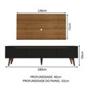 Ver imagem 4 de Rack Madesa Reims e Painel para Tv até 55 Polegadas 2 Portas e 1 Gaveta - Rustic/preto
