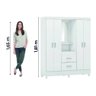 Guarda Roupas Casal Capela 4 Portas com Espelho 2 Gavetas Branco/rosa Flex Lord Demóbile - 8
