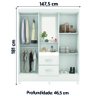 Guarda Roupas Casal Capela 4 Portas com Espelho 2 Gavetas Branco/rosa Flex Lord Demóbile - 3