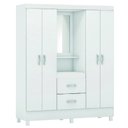 Ver imagem 1 de Guarda Roupas Casal Capela 4 Portas com Espelho 2 Gavetas Branco/rosa Flex Lord Demóbile