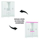 Ver imagem 4 de Guarda Roupas Casal Capela 4 Portas com Espelho 2 Gavetas Branco/rosa Flex Lord Demóbile