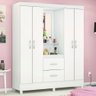 Guarda Roupas Casal Capela 4 Portas com Espelho 2 Gavetas Branco/rosa Flex Lord Demóbile - 2