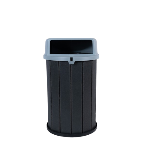 Lixeira Madeira Plástica 100 Litros - 70 Cm:cinza/cinza