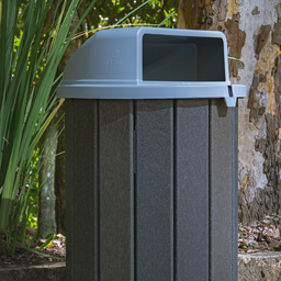 Lixeira Madeira Plástica 100 Litros - 70 Cm:cinza/cinza - 2