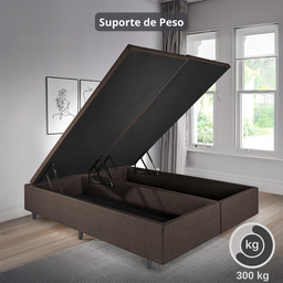 Cama Box Baú Casal Bipartido 138x188x42cm Courino Linho com Pistão a Gás - 8
