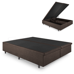 Cama Box Baú Casal Bipartido 138x188x42cm Courino Linho com Pistão a Gás - 2