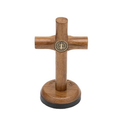 Crucifixo de Mesa Foi por Você Medalha de São Bento 7 Cm