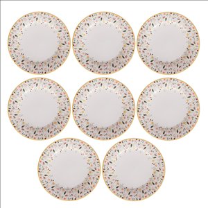 Conjunto 8 Pratos Raso Cerâmica Ashley 24,2cm Amarelo