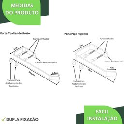 Kit Porta Papel Higiênico e Toalha de Rosto Preto Fs.plus - 7