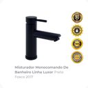 Ver imagem 2 de Misturador Monocomando de Banheiro Linha Luxor Preto Fosco 2017