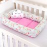 Ninho Bebê Redutor Berço Menina Rosa 3 Peças 100% Algodão com Almofada Nuvem - 1