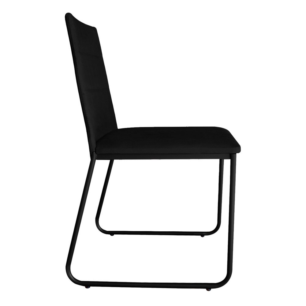 Kit 6 Cadeiras de Jantar Estofada Lille Base Preta Veludo Preto - Montanaris Decor - 3
