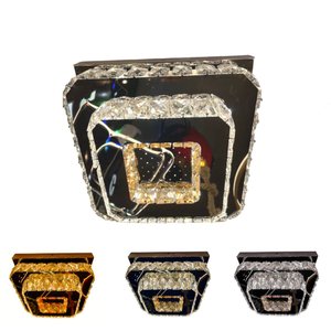 Lustre Plafon Cristal Quadrado Duplo Led 3 Cores Bivolt