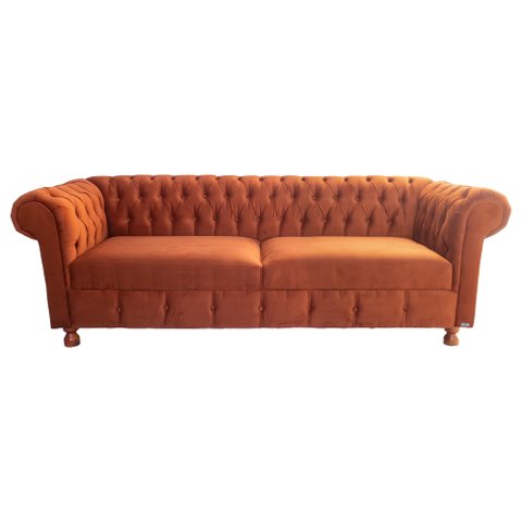 Sofá Chesterfield Capitone Luiz XV Suede Cinza 1,80cm:TERRACOTA