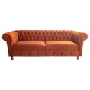 Ver imagem 1 de Sofá Chesterfield Capitone Luiz XV Suede Cinza 1,80cm:TERRACOTA