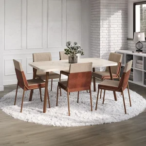 Conjunto Sala de Jantar 6 Cadeiras San Paolo Carraro Petra e Rosê