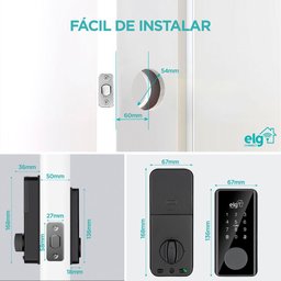 Fechadura Digital Inteligente, Elg, Shfd701, Wi-fi, Senha, App, Ip65, Assistente de Áudio, Preto - 3