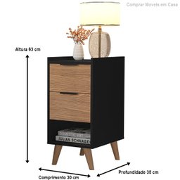 Mesa de Cabeceira Ape Pé Palito Preto/Cinamomo - Comprar Moveis em Casa - 2