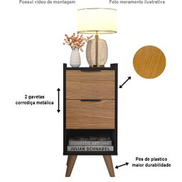 Mesa de Cabeceira Ape Pé Palito Preto/Cinamomo - Comprar Moveis em Casa - 4