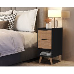 Mesa de Cabeceira Ape Pé Palito Preto/Cinamomo - Comprar Moveis em Casa - 1