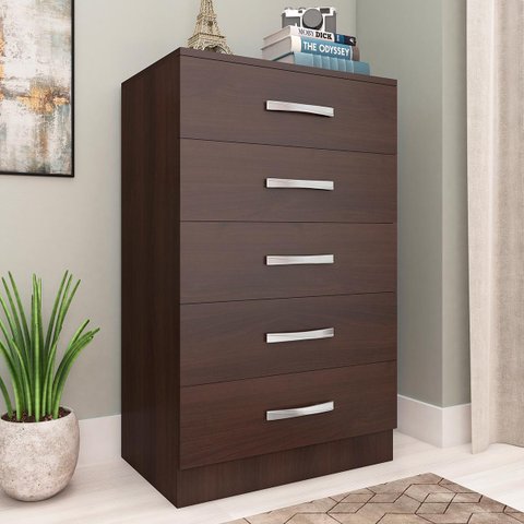 Cômoda Pequena para Quarto 57 x 92 Cm 5 Gavetas MDP Rústico - ClickLar