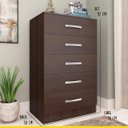 Ver imagem 2 de Cômoda Pequena para Quarto 57 x 92 Cm 5 Gavetas MDP Rústico - ClickLar