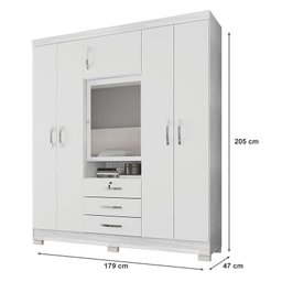 Guarda Roupa Casal Ambiente Imperial Carvalho Branco - Incorplac - 3