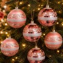 Ver imagem 1 de Enfeite de Árvore de Natal Bolas de Natal Kit 24 Decorativas Rose Gold Plástico 8cm