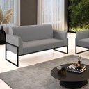 Ver imagem 2 de Sofá Namoradeira Base Industrial Alta Preto Marisa Linho Grafite A26 D03 - D'rossi Drossi