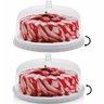 Kit 2 Boleiras 30cm com Tampa para Servir Porta Bolo Docinhos Bancada Prato Dois Lados Branco - 3