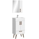 Ver imagem 1 de Conjunto Banheiro Gabinete com Pés 50cm Lavatório e Armário Allegra B06 Branco - Lyam Decor