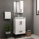Ver imagem 2 de Conjunto Banheiro Gabinete com Pés 50cm Lavatório e Armário Allegra B06 Branco - Lyam Decor